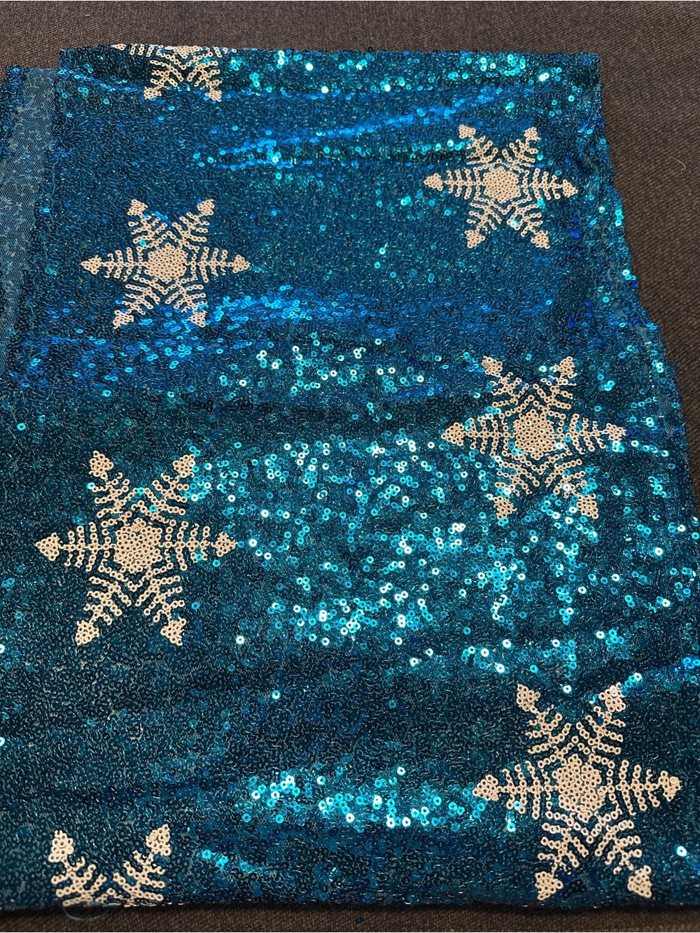 Blue Sequin Snowflake Table Runner (110 Inches)